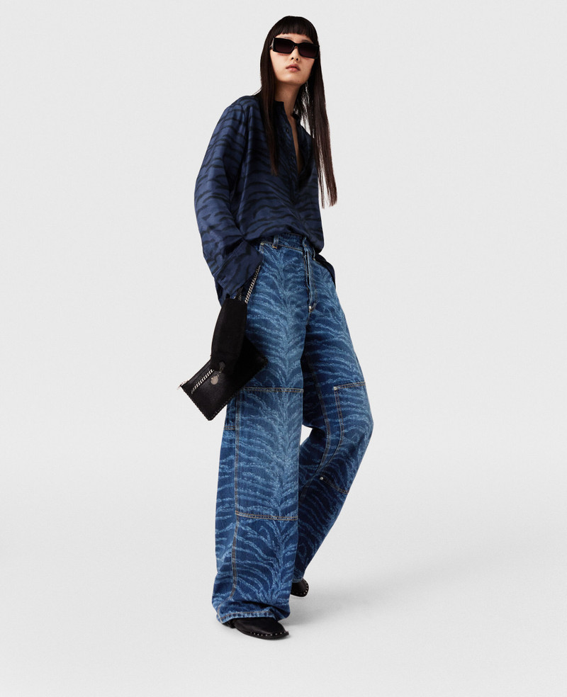 Stella McCartney Tiger Pattern High-Rise Straight Leg Cargo Jeans outlook