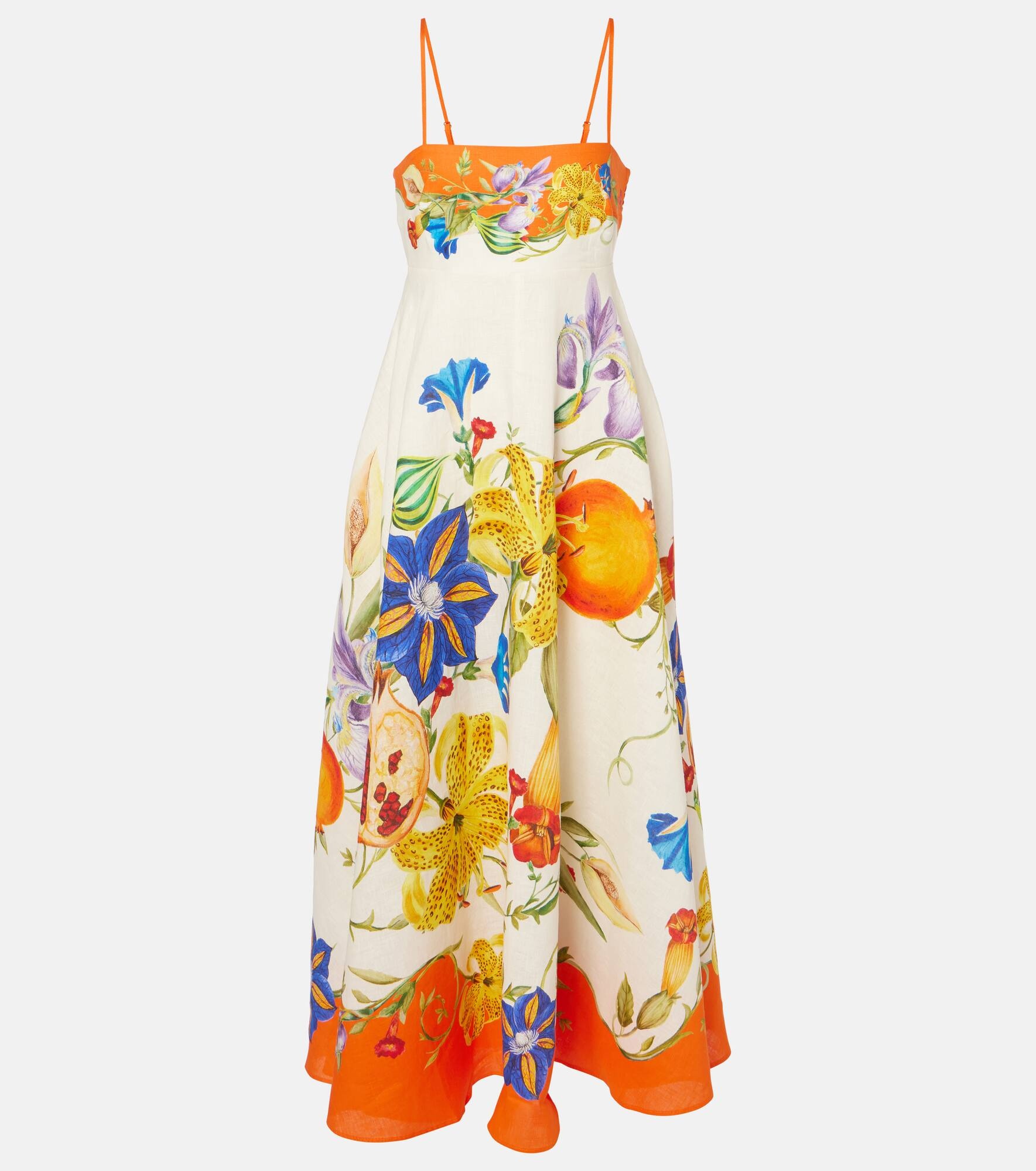 Flores floral linen midi dress - 1