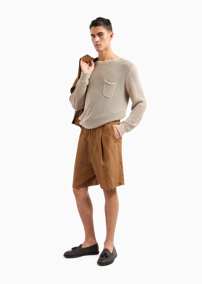 GIORGIO ARMANI Crew-neck jumper in linen and cotton outlook