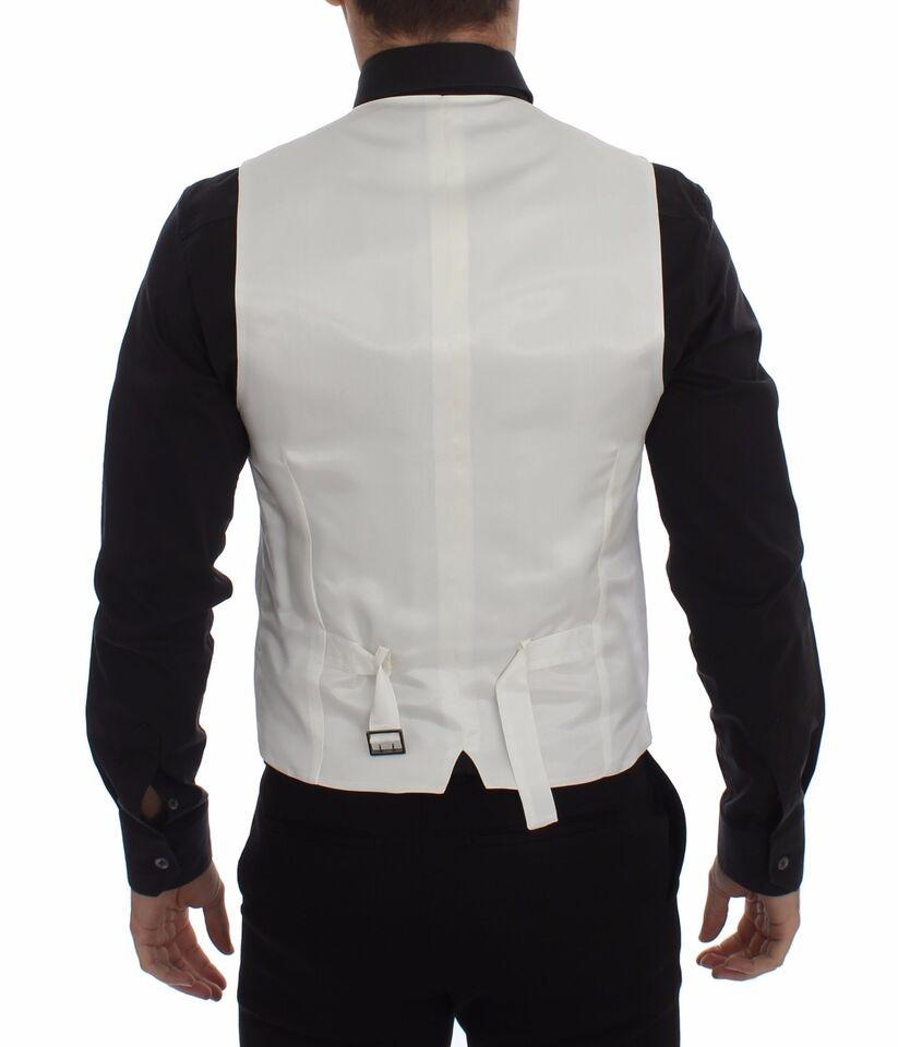 Dolce & Gabbana White Cotton Silk Blend Dress Vest Blazer - 3