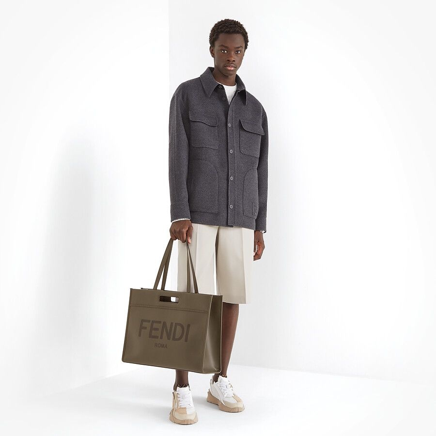 Dark green leather shopper - 7