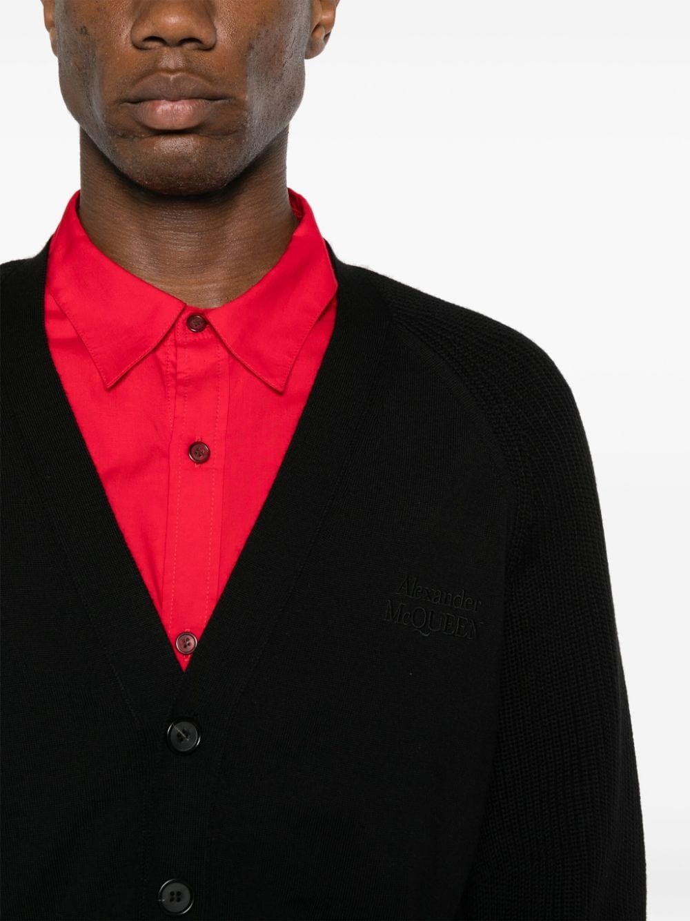 embroidered-logo knitted cardigan - 5
