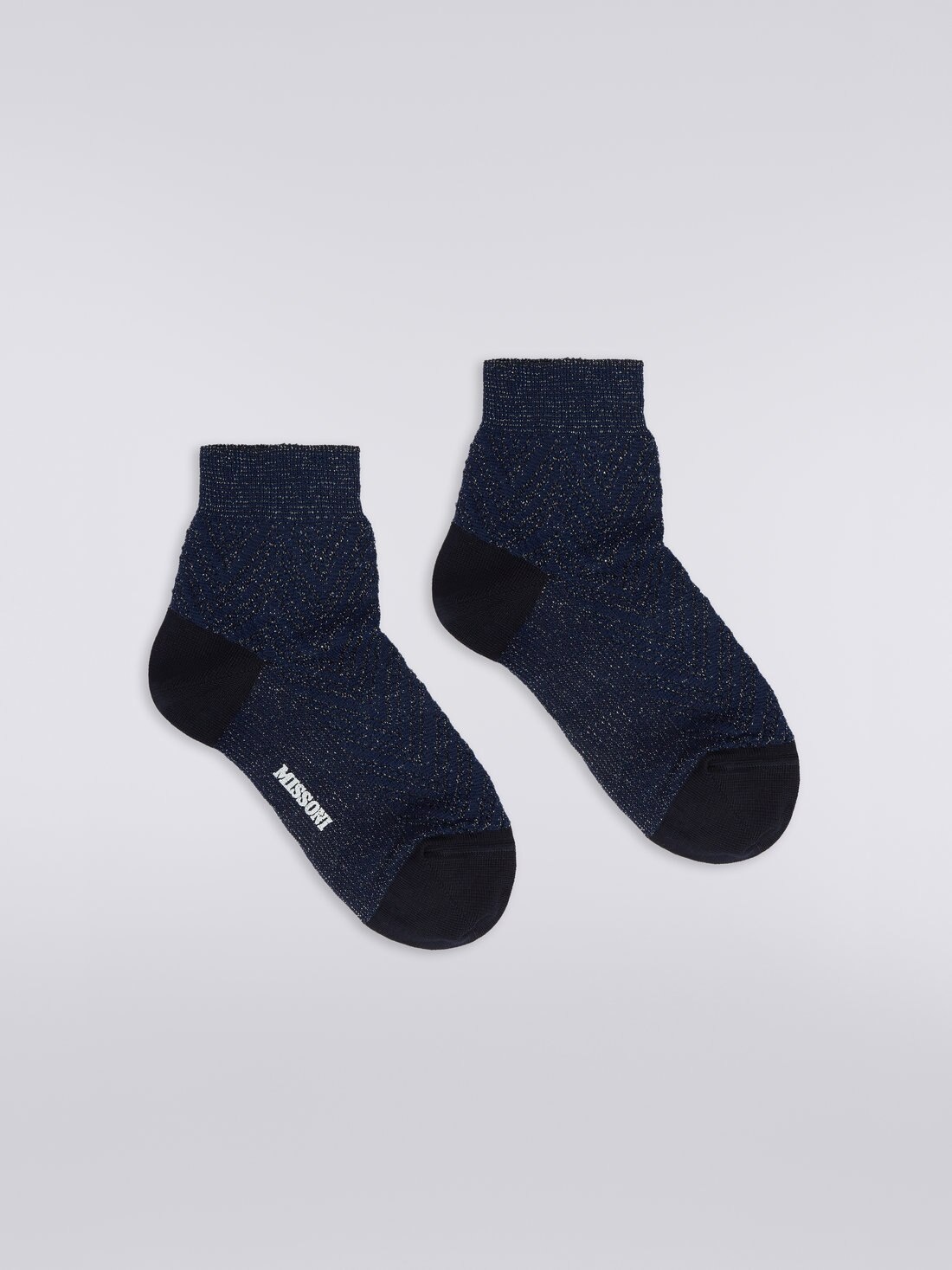 Zigzag modal short socks with lurex - 1