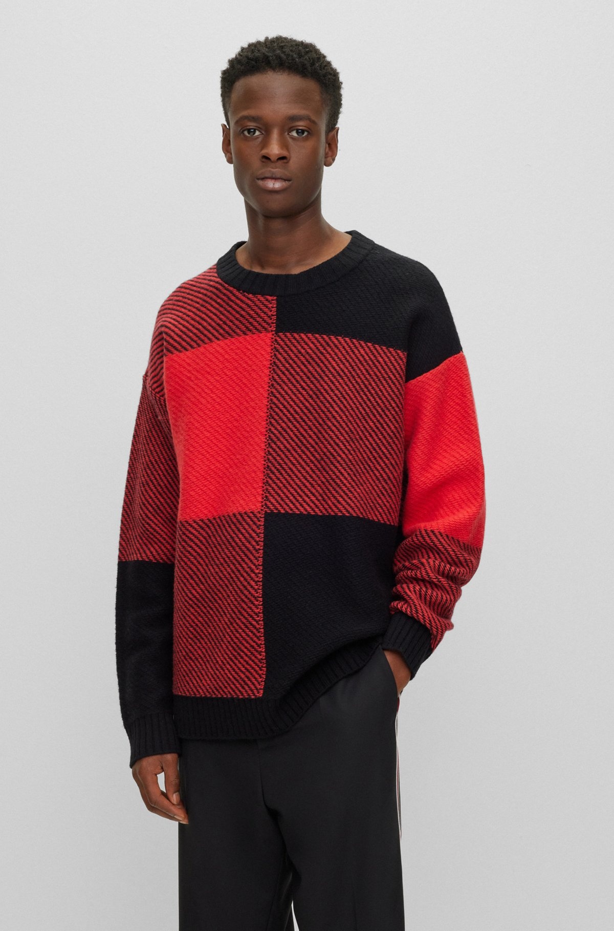 RELAXED-FIT SWEATER WITH JACQUARD-WOVEN VICHY CHECK - 2