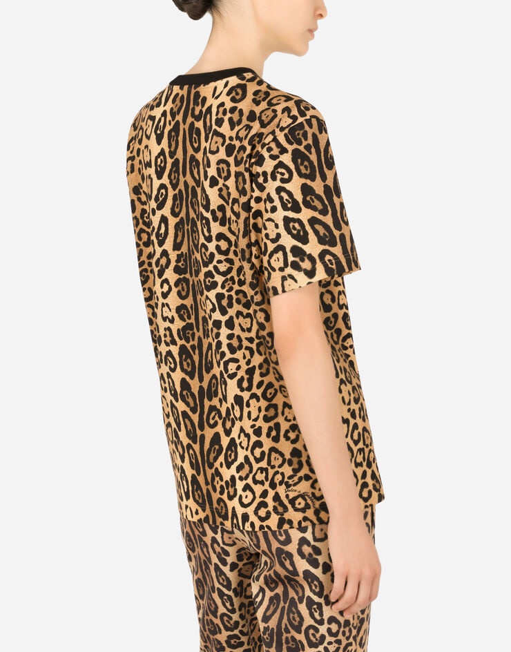 Short-sleeved leopard-print jersey T-shirt - 5