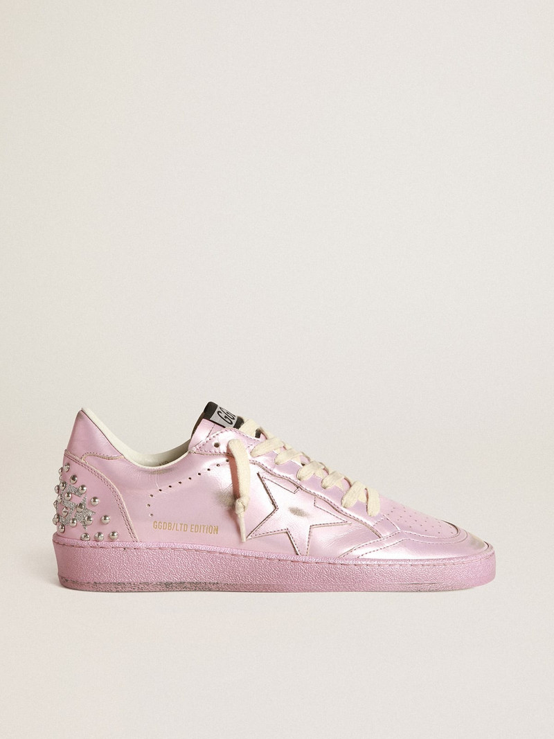 Women’s Ball Star LAB in pink laminated leather with studs - 1