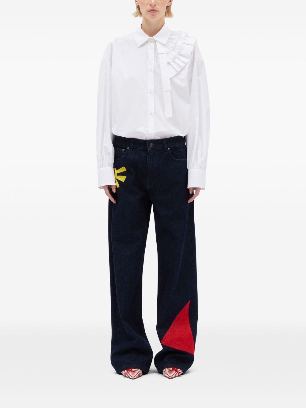 embroidered jeans - 2