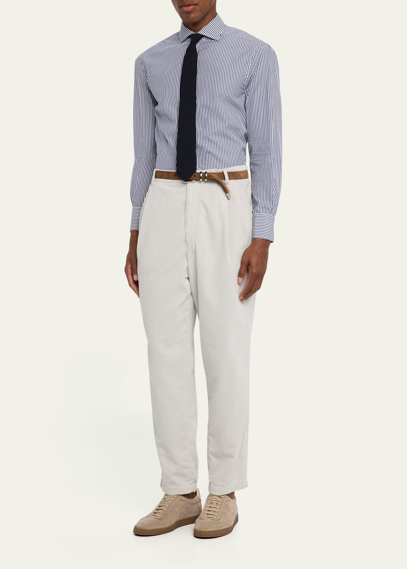 Brunello Cucinelli Men's Narrow Striped Long-Sleeve Shirt outlook
