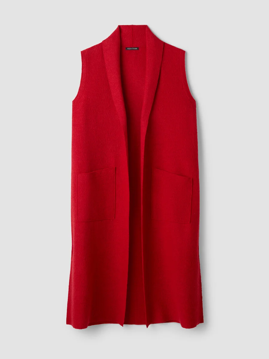 Lightweight Boiled Wool Shawl Collar Vest in Regenerative Wool - 1