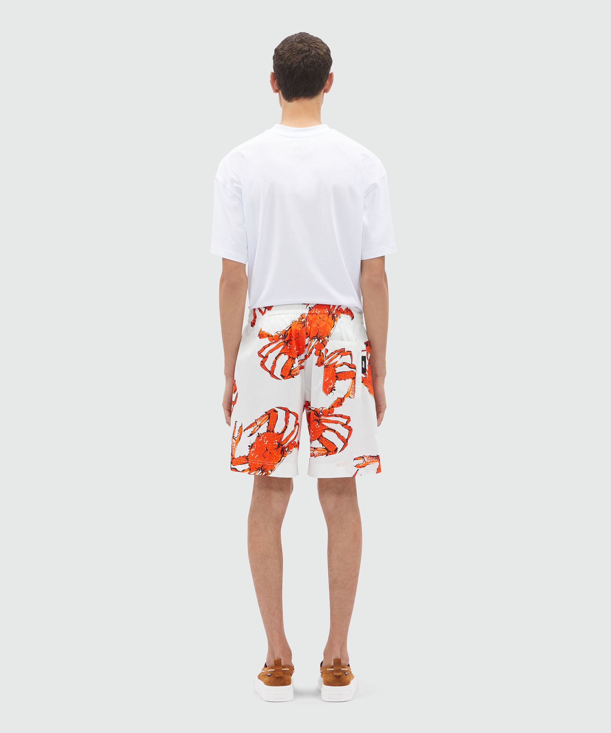 Bermuda shorts in white poplin with "King crab" print - 3
