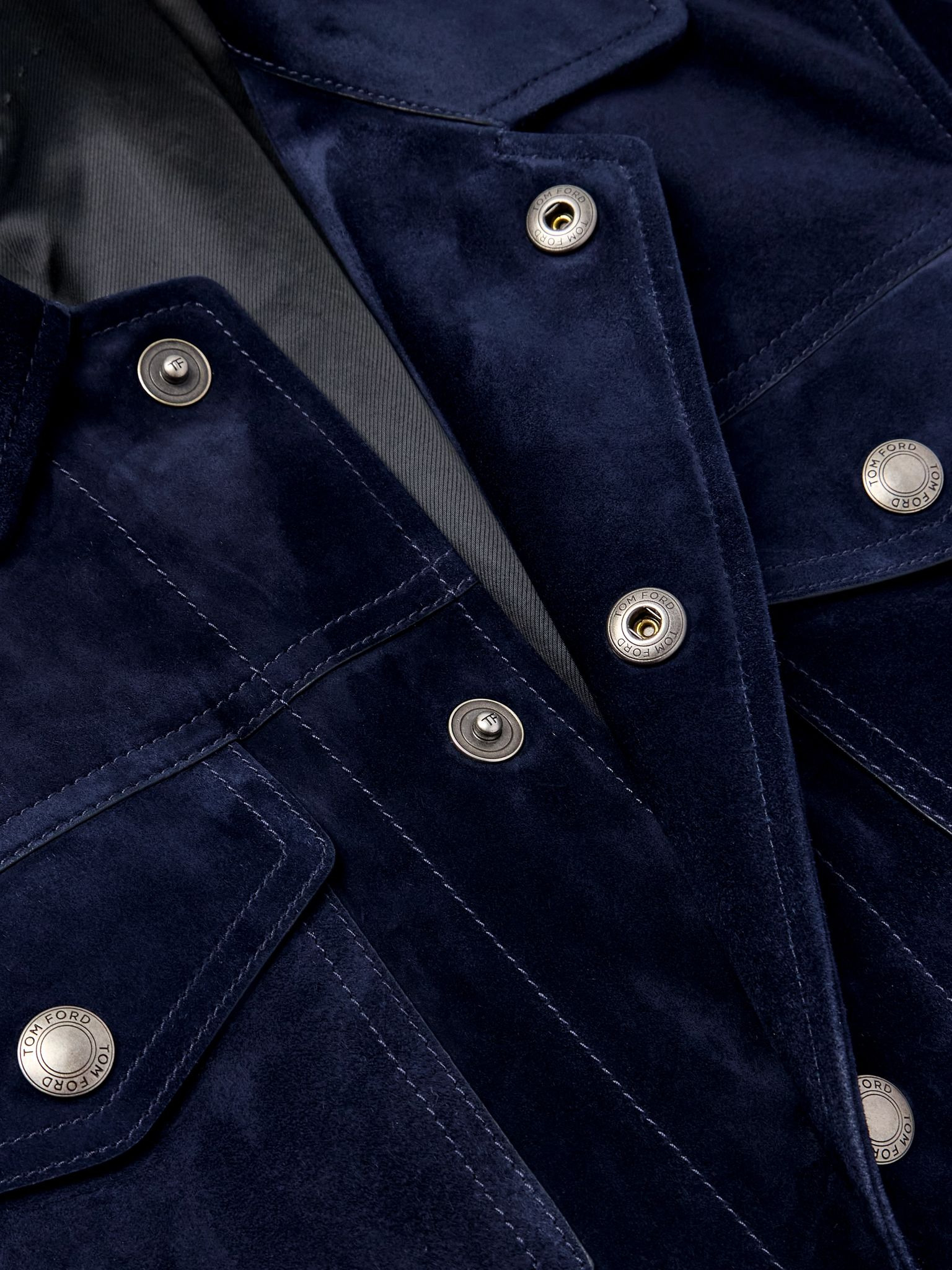 Slim-Fit Suede Jacket Blue - 5
