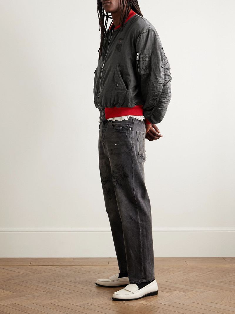Enfants Riches Déprimés Logo-Embroidered Padded Crinkled-Shell Bomber Jacket Gray outlook