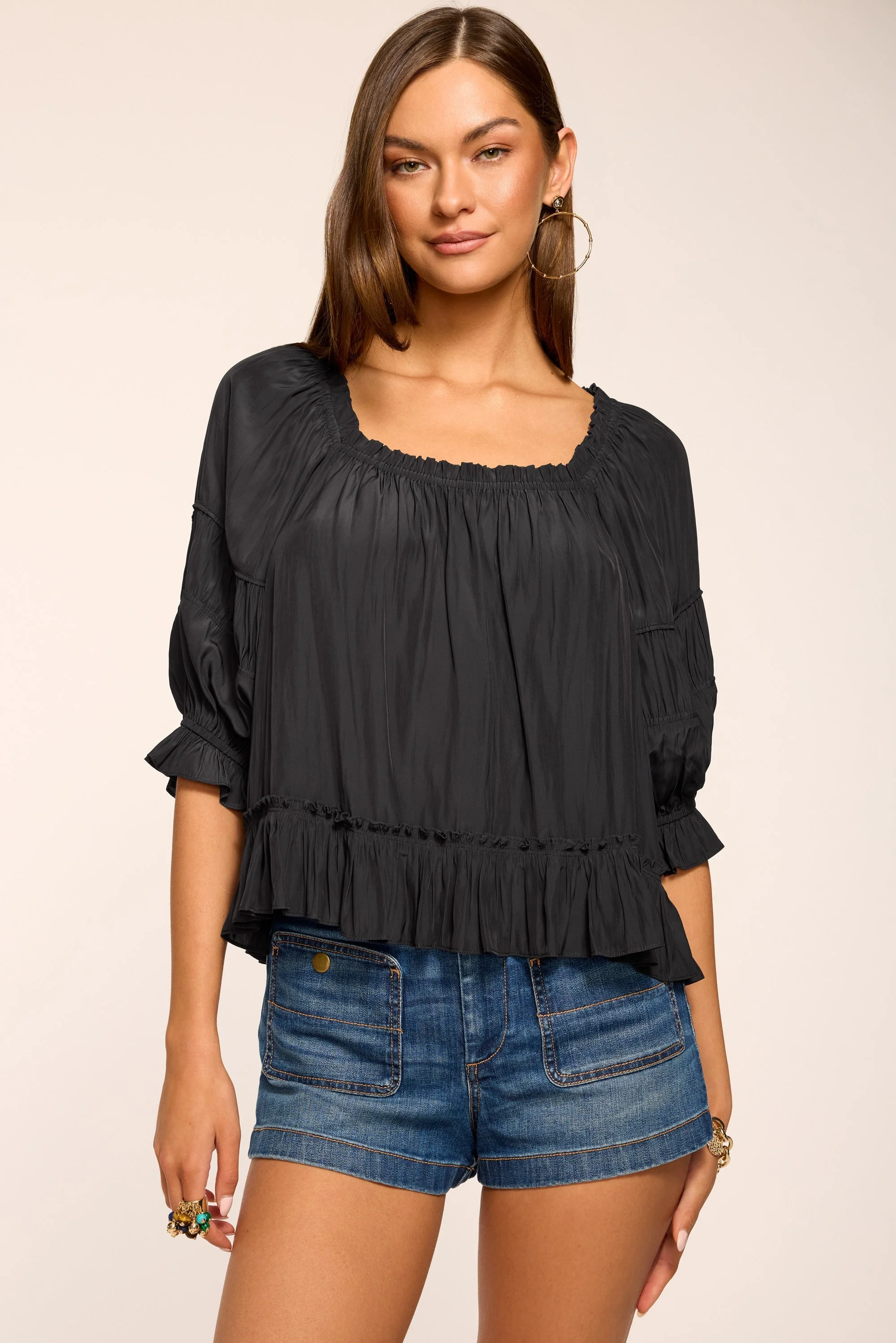 Natasha Ruched Square Neck Blouse - 1