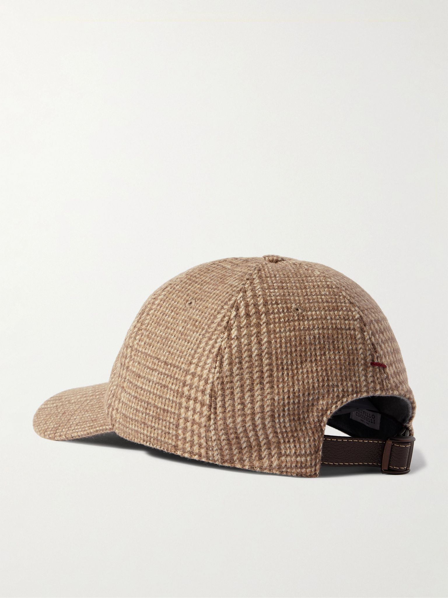 Checked Wool-Blend Cap Light brown - 3