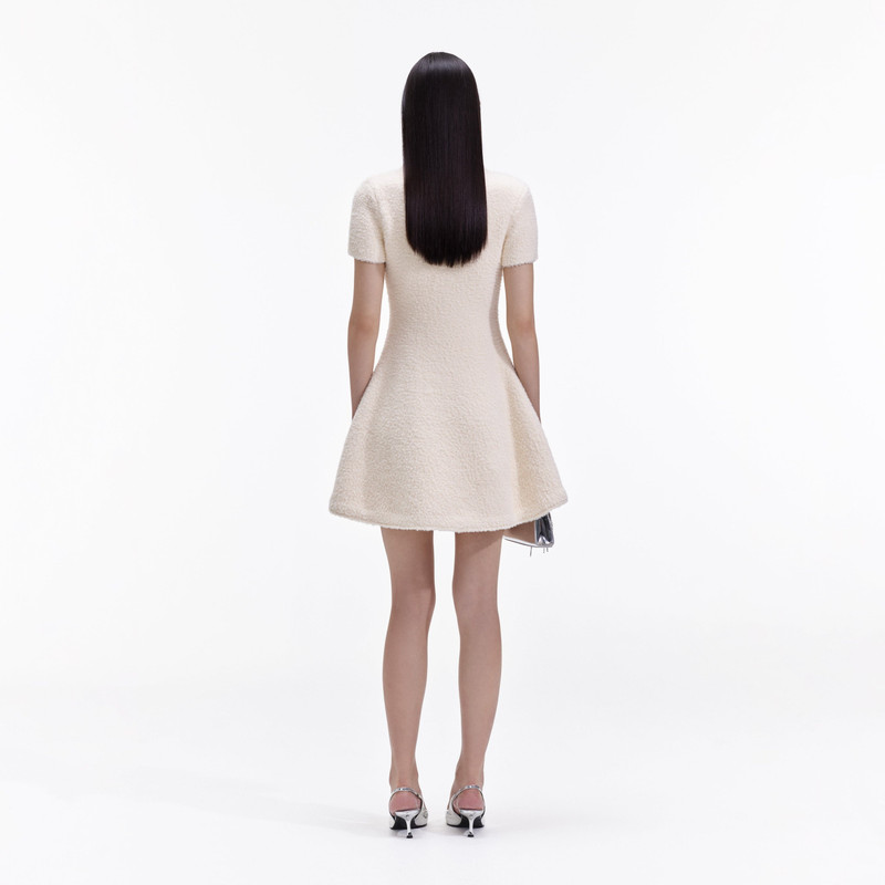 white christmas dresses Self-Portrait Asymmetric Knit Midi Dress in Cream