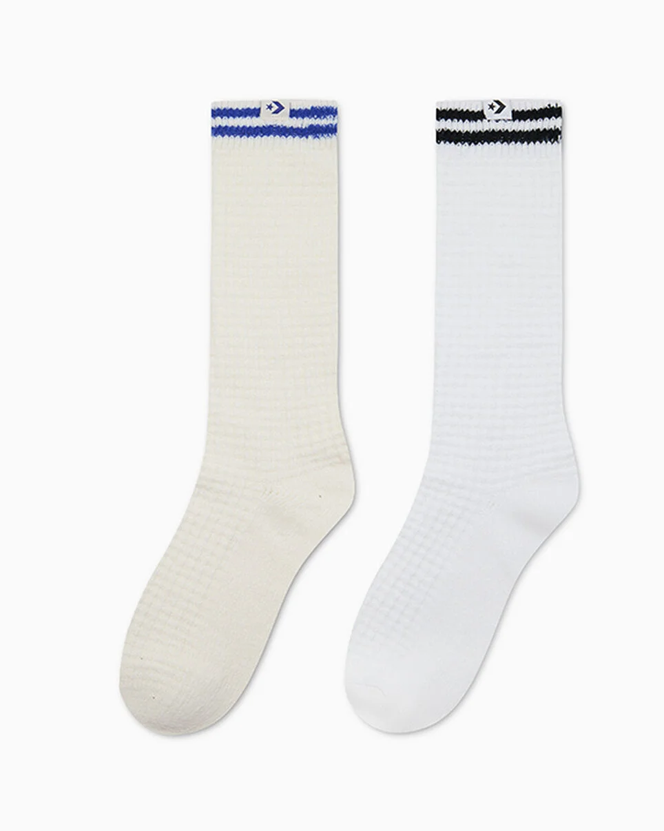 2-Pack Waffle Knit Varsity Crew Socks - 1