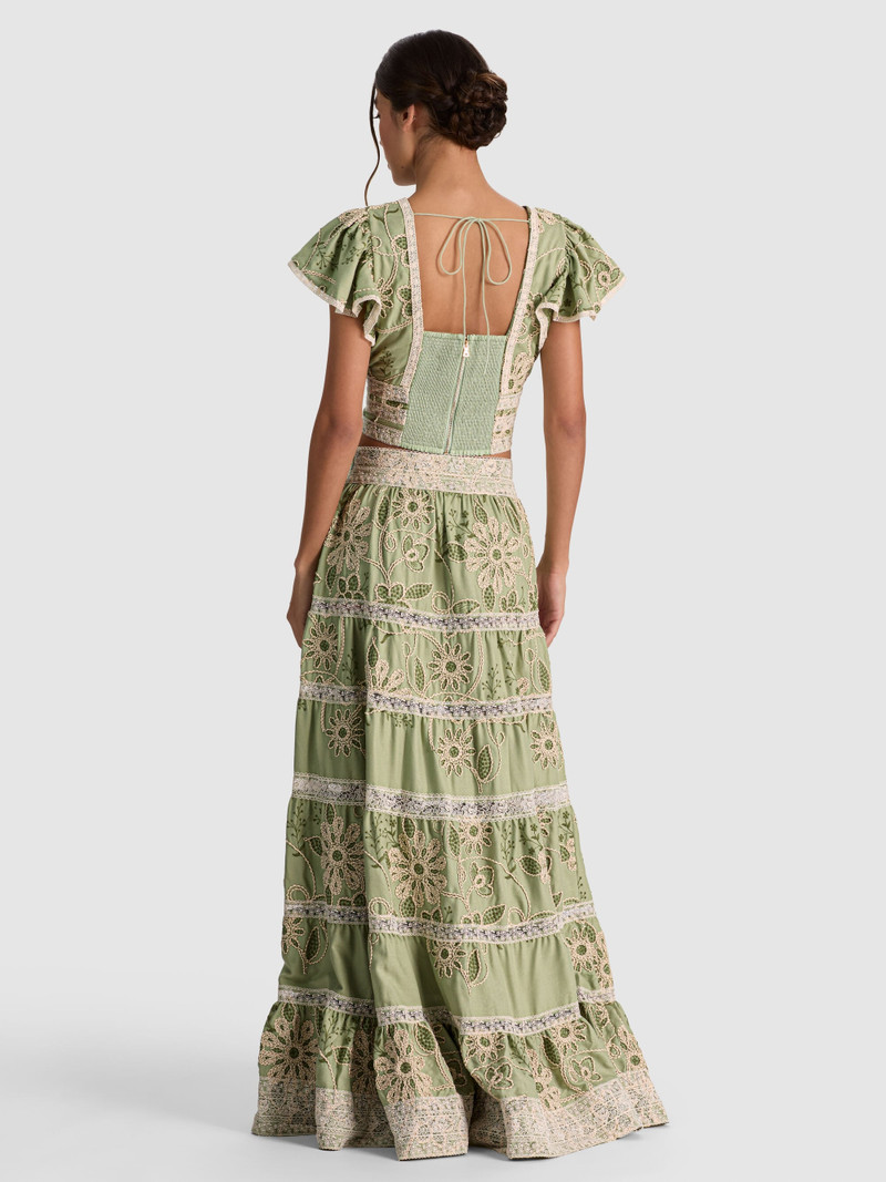Alice + Olivia ADIRA EMBROIDERED MAXI SKIRT outlook