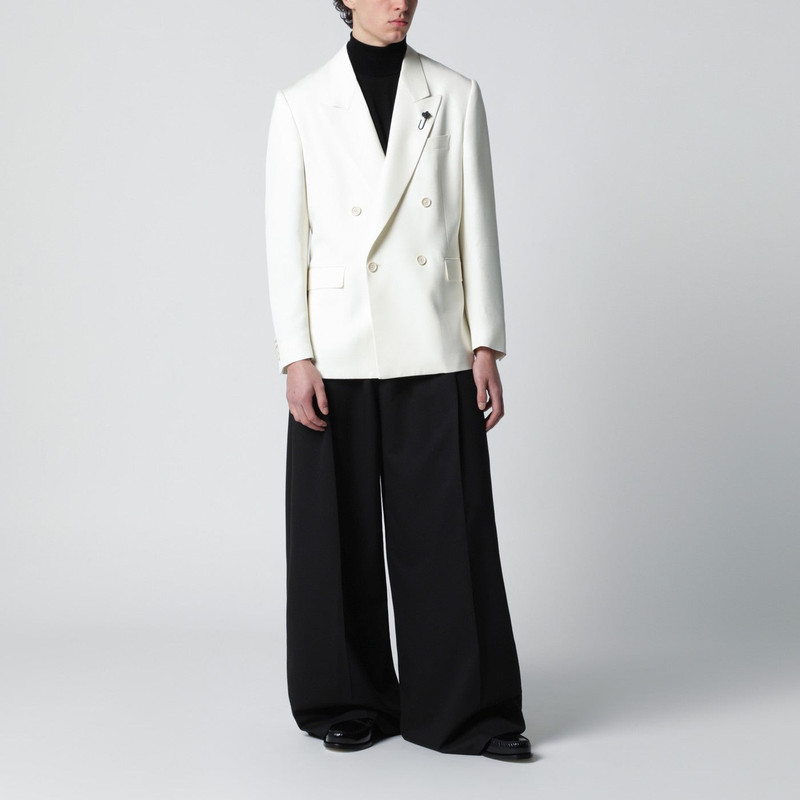 LARDINI White viscose double-breasted suit outlook