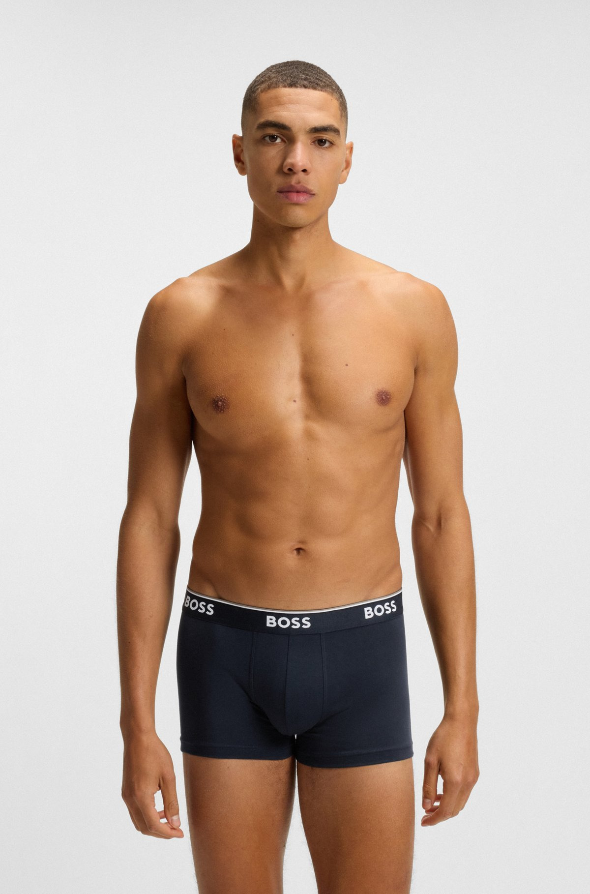 THREE-PACK OF STRETCH-COTTON TRUNKS WITH LOGO WAISTBANDS - 7