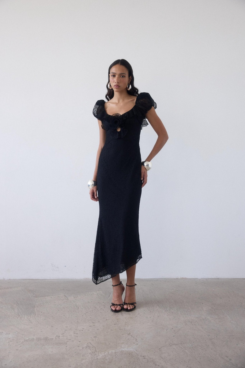 EDEN MIDI DRESS IN BLACK LACE 1