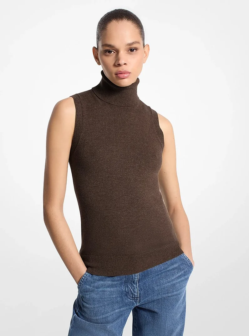 Cashmere Sleeveless Turtleneck - 1