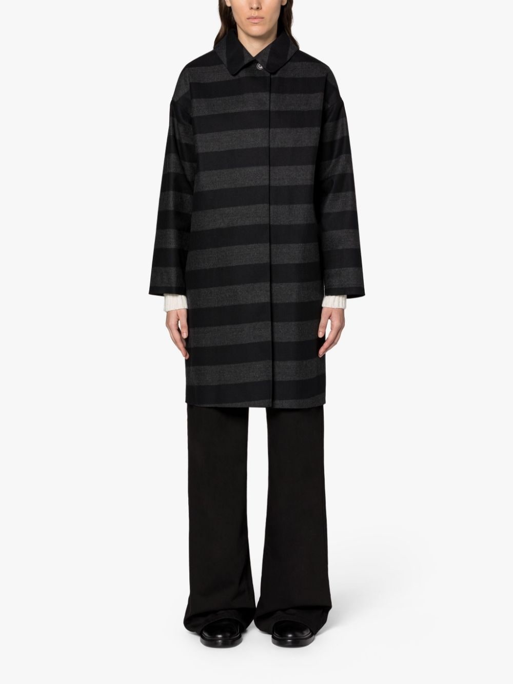 GRANISH WHITE & BLACK BONDED COTTON HOODED COAT - 3