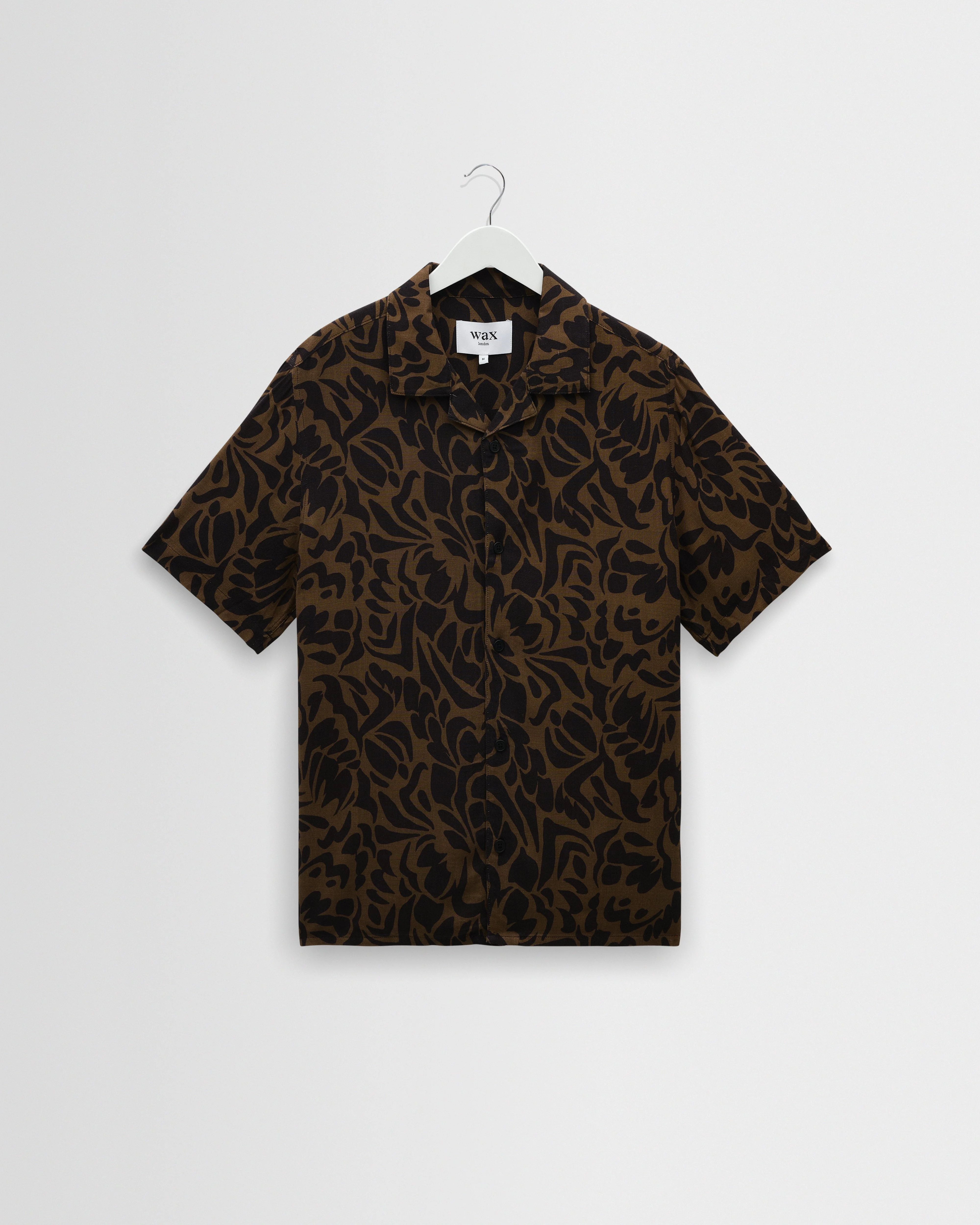 Didcot - Black And Brown Floral Viscose Short-Sleeve Shirt - 1