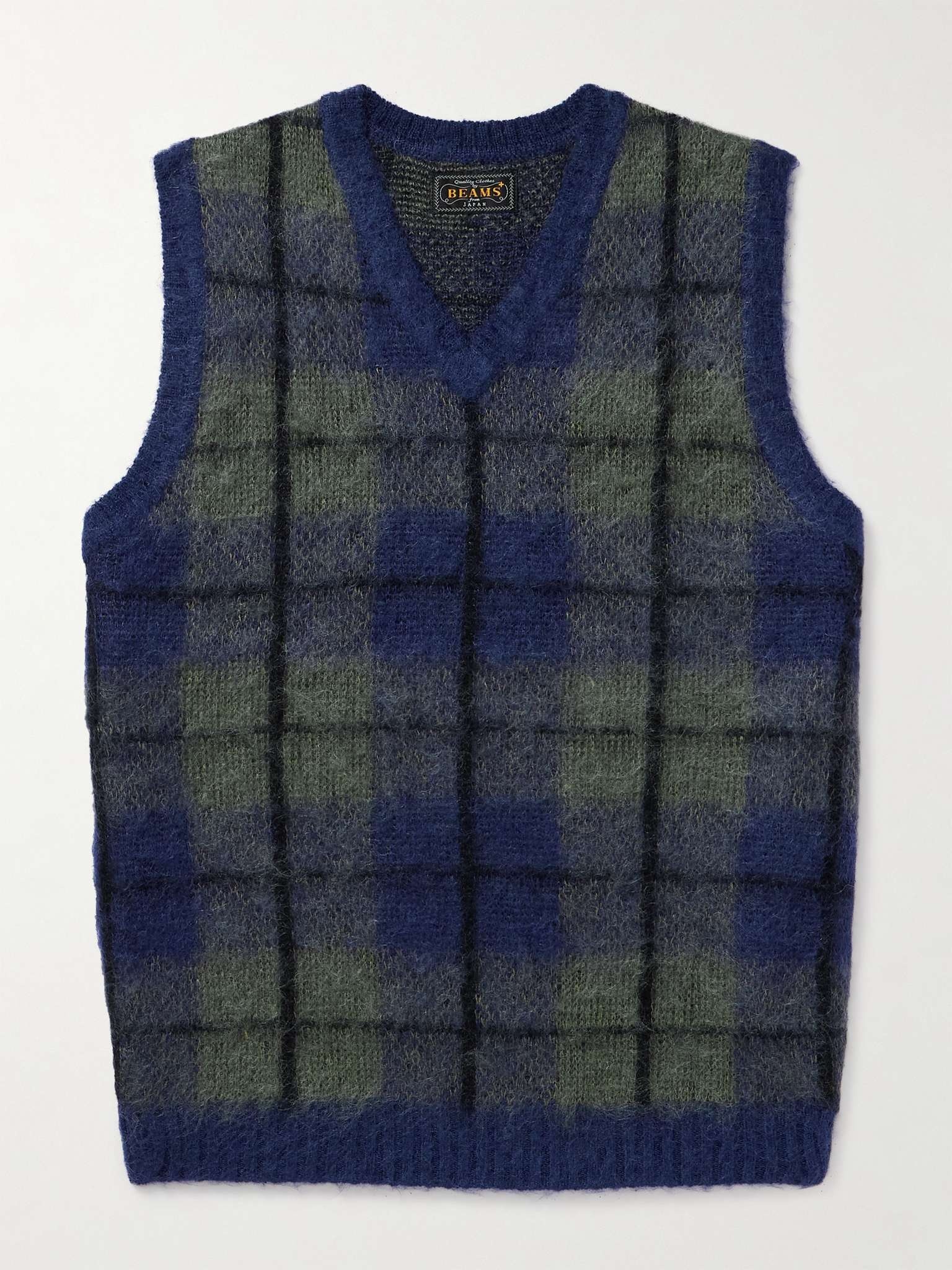 Checked Knitted Sweater Vest - 1