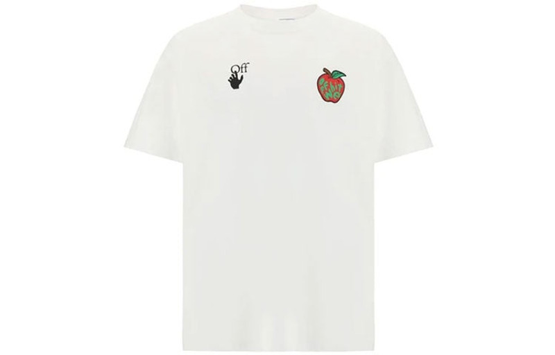 Off-White Off-White Apple Printing Short Sleeves Relaxed Fit Mens White OMAA038S21JER0150125 outlook