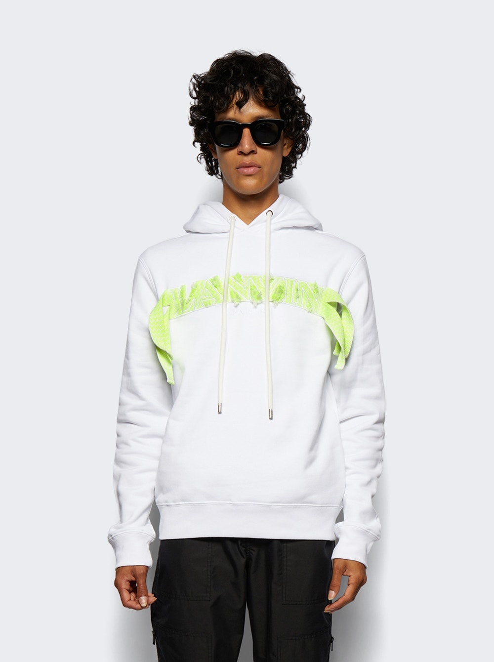 Curb Long Fleece Hoodie Optic White and Green - 3