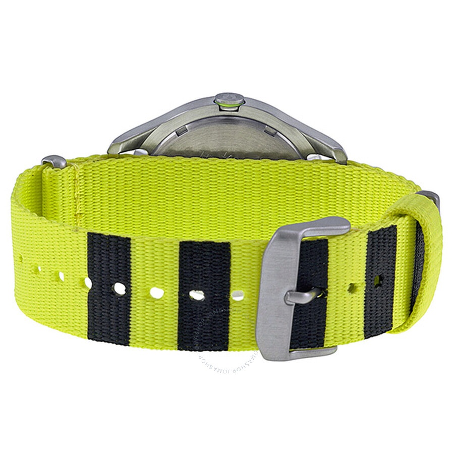 Nixon - Nixon Quad Black and White Dial Neon Yellow Canvas Strap Men's A3441262 - 3
