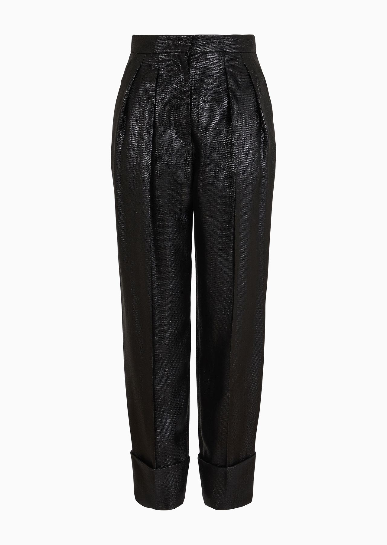 High-waisted trousers in fluid armure lurex - 1