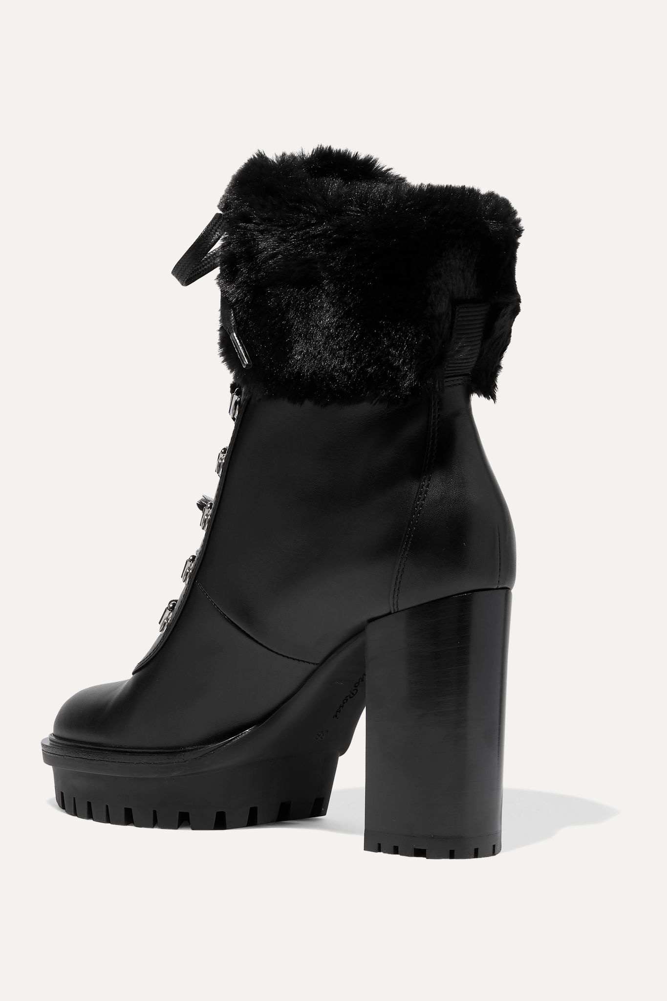 100 faux fur-trimmed leather platform ankle boots - 4