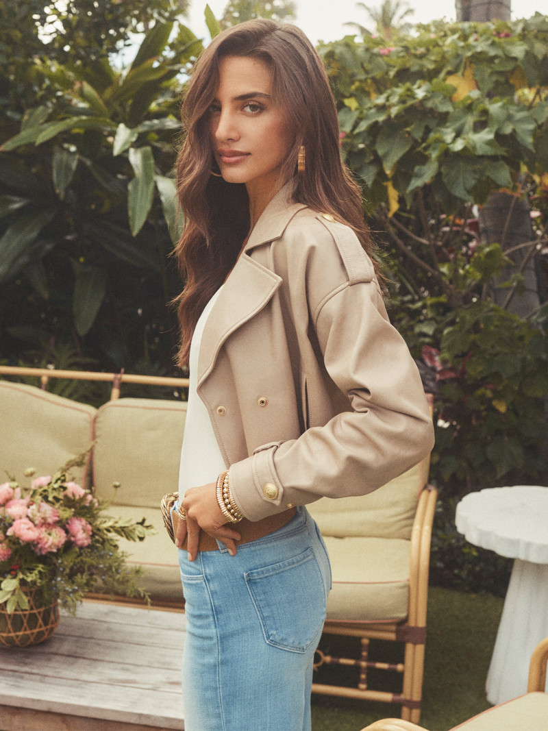 Kento Cropped Leather Trench Coat 7