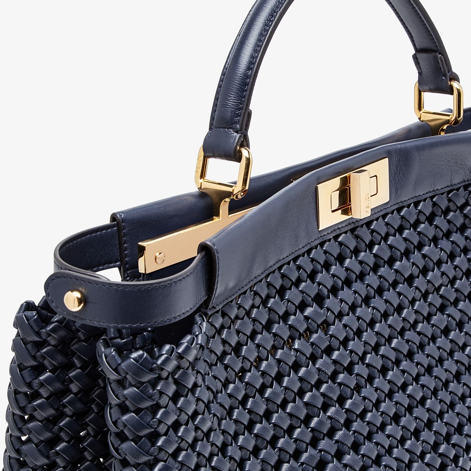 Blue leather interlace bag - 5