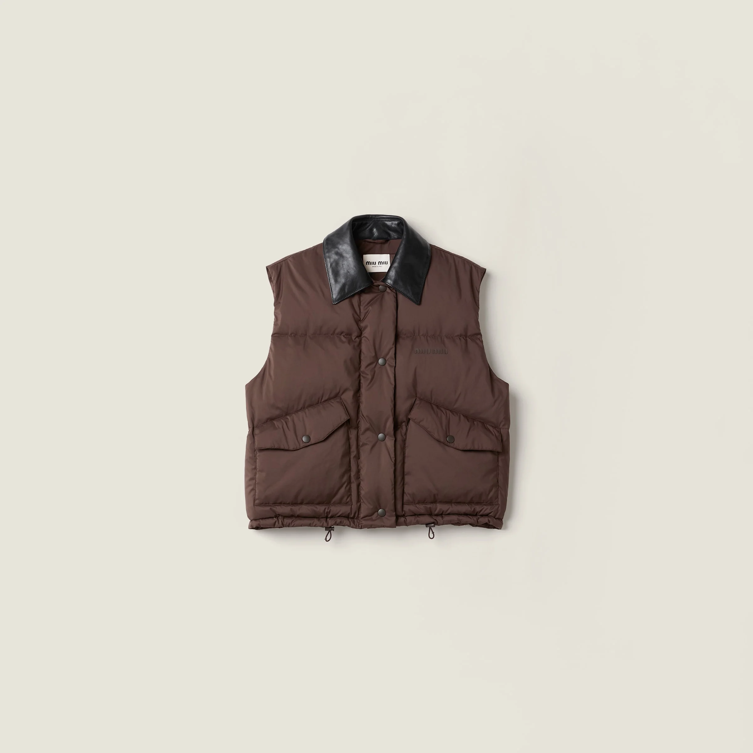 Technical pongé down vest - 1