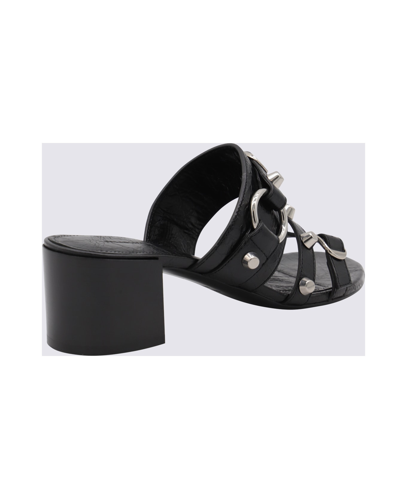 Black Leather City Sandals - 3