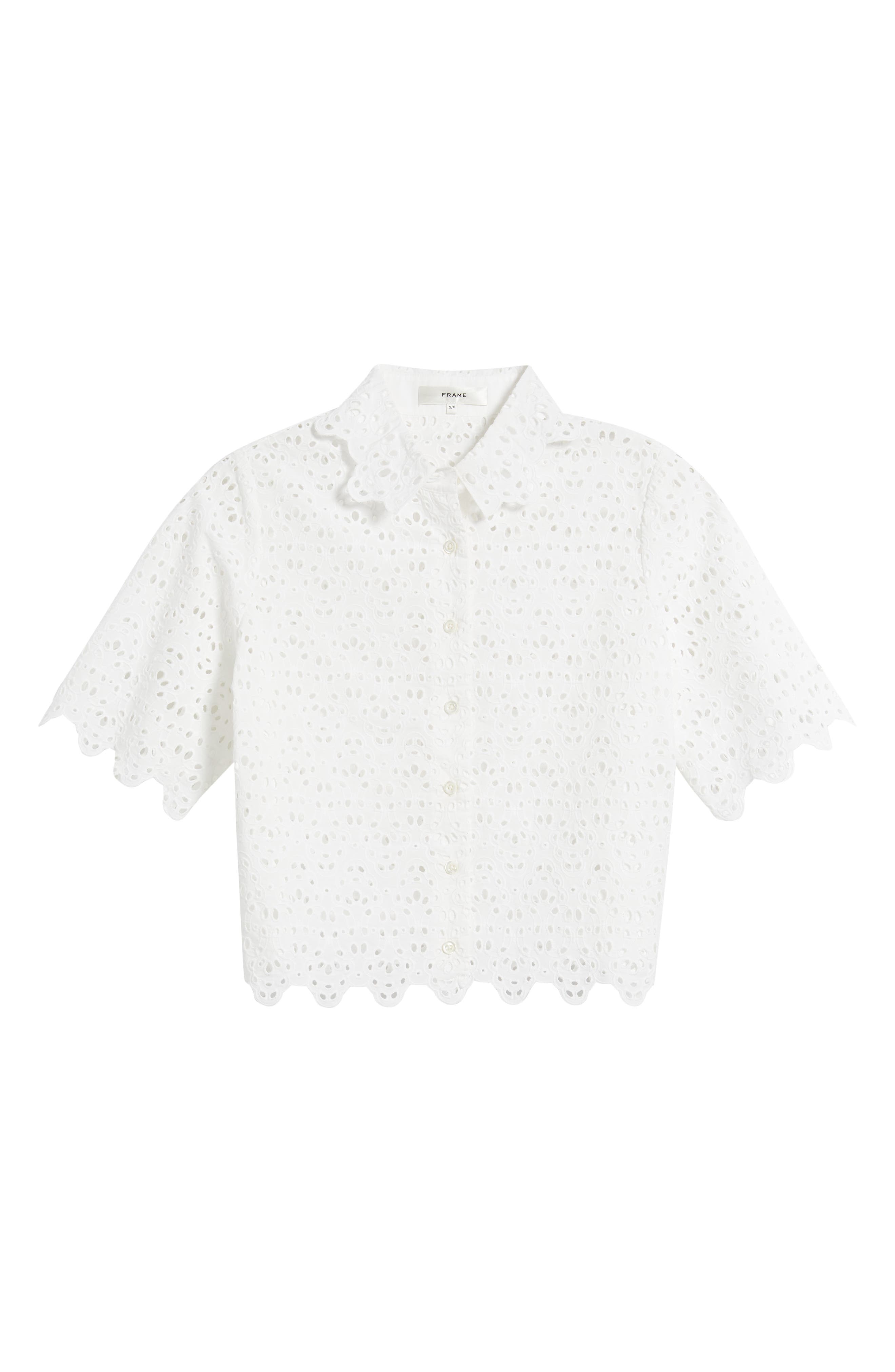 FRAME The Deco Cotton Eyelet Button-Up Shirt in White at Nordstrom - 5
