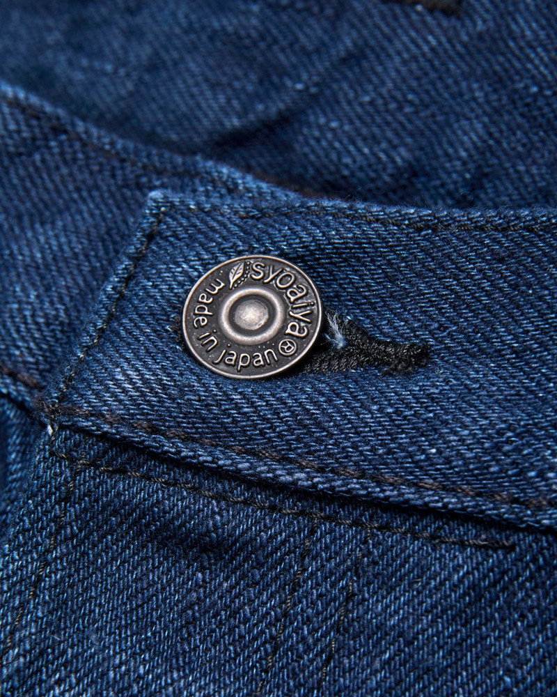 "Oceanic Indigo x Black" 14oz Rinsed Selvedge Denim - Relaxed Tapered Fit 7