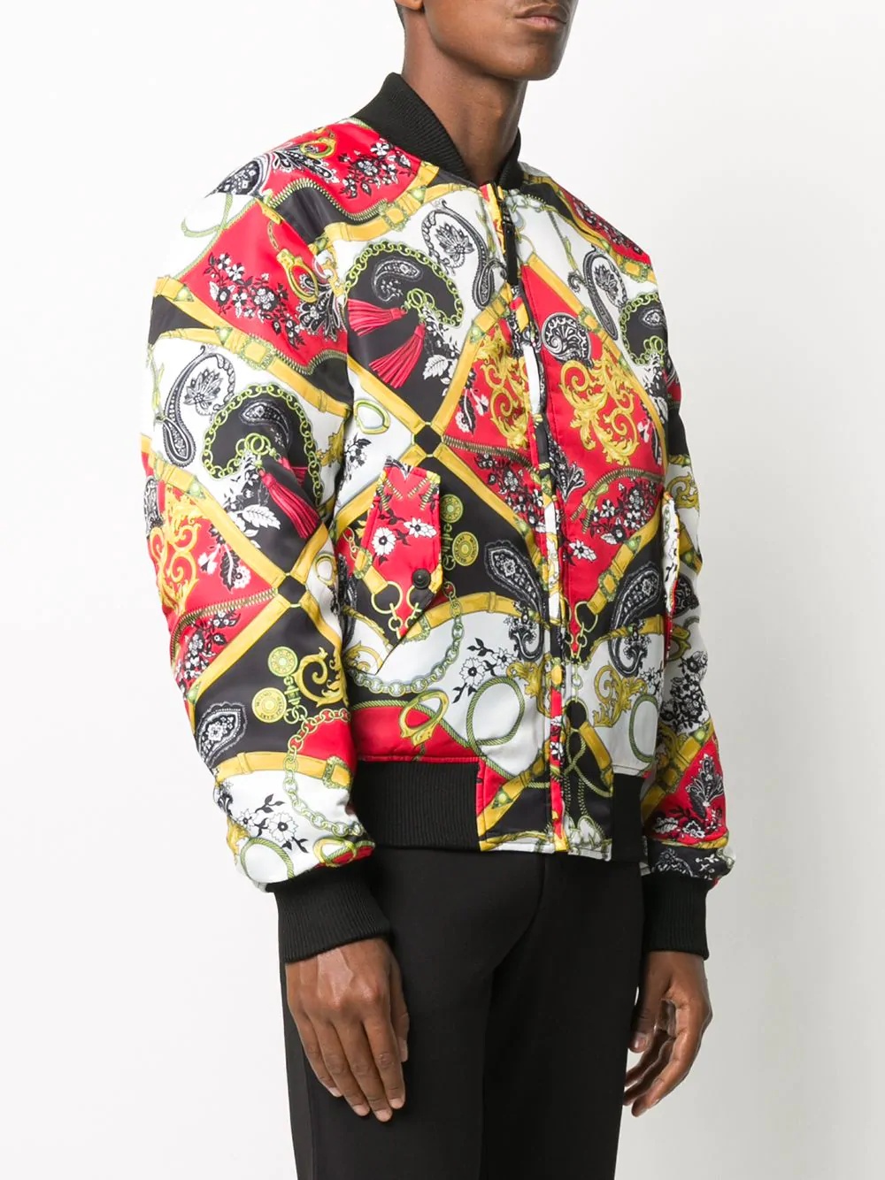 baroque print bomber jacket - 3