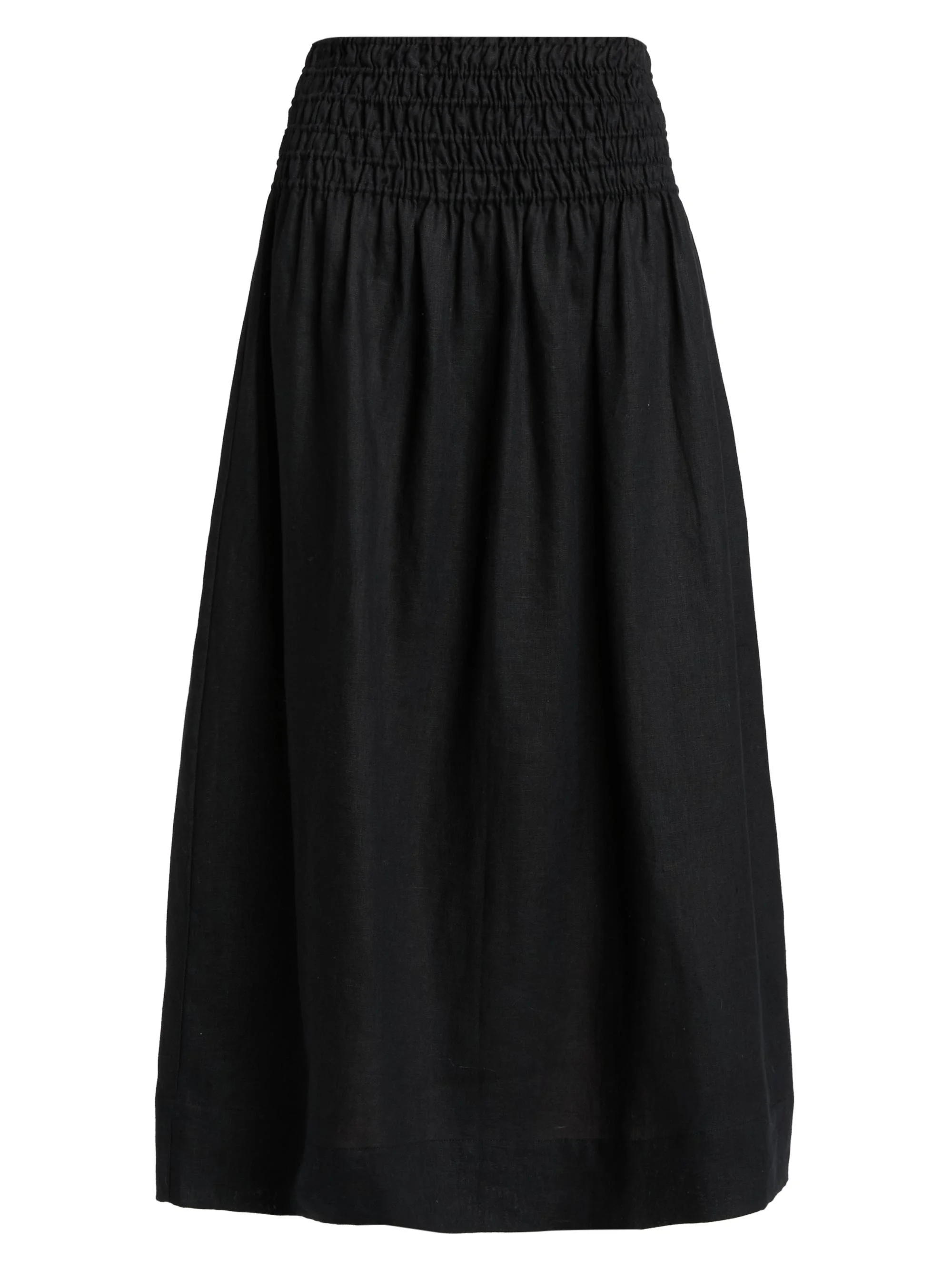 Women's Alessa Linen A-Line Midi-Skirt - Black Linen - 1