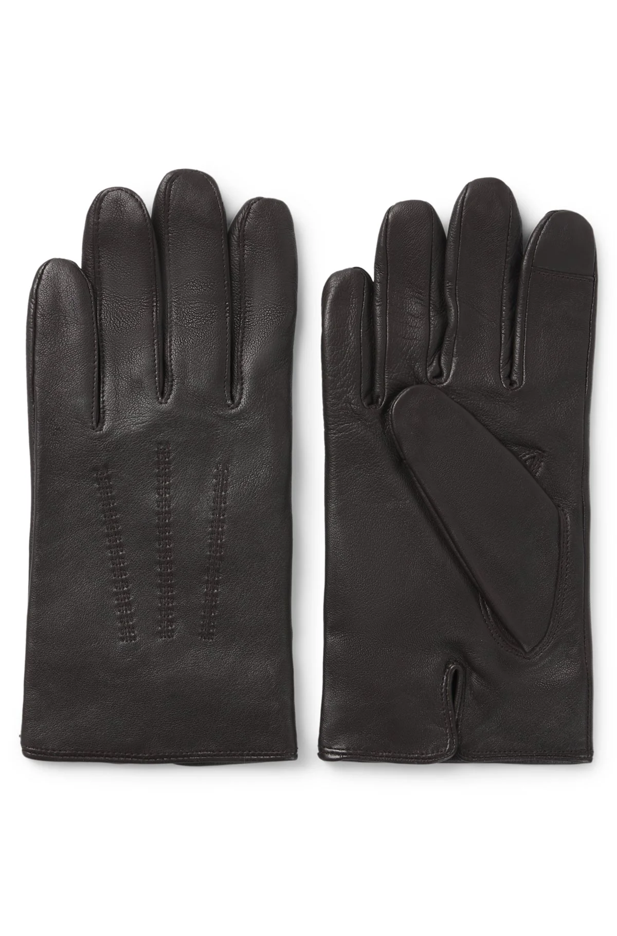 LEATHER GLOVES WITH WOOL LINING AND LOGO LETTERING - 1