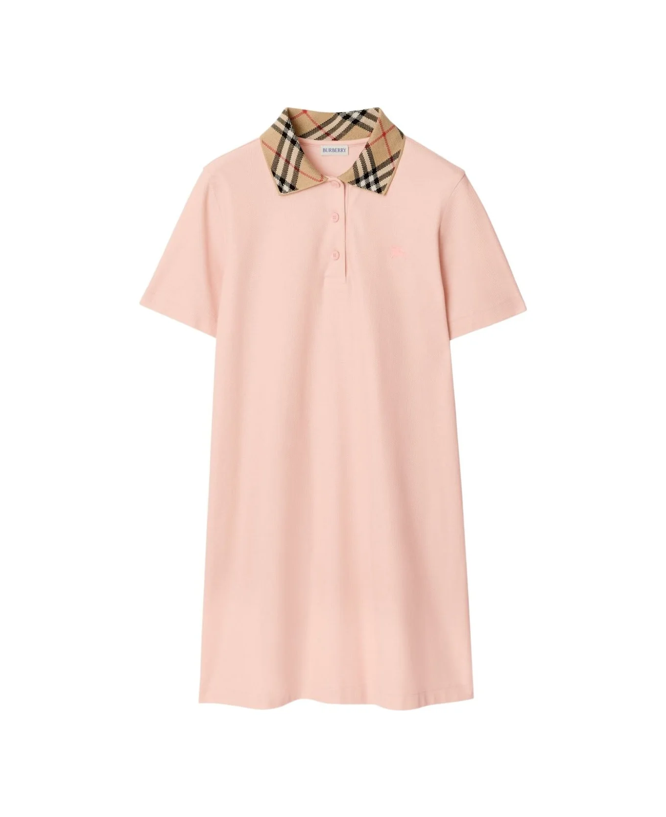 Check Collar Cotton Dress - 1