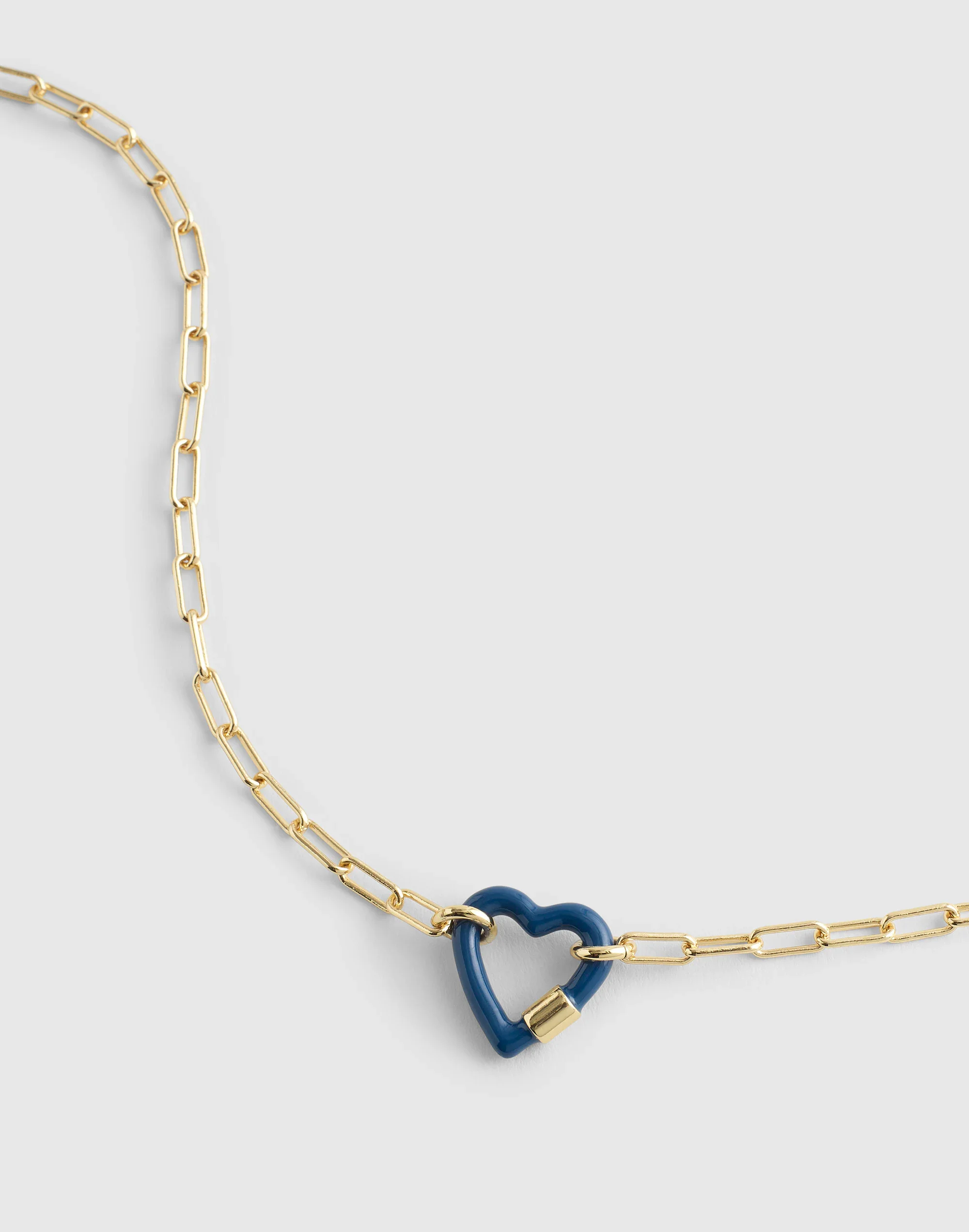 Heart Carabiner Paperclip Chain Necklace - 1
