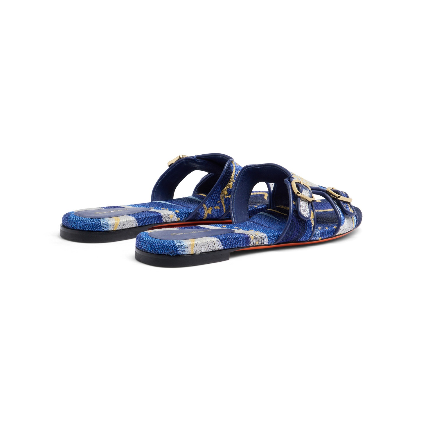 Women's cosmo embroidered fabric double-buckle Didi slide sandal - 4