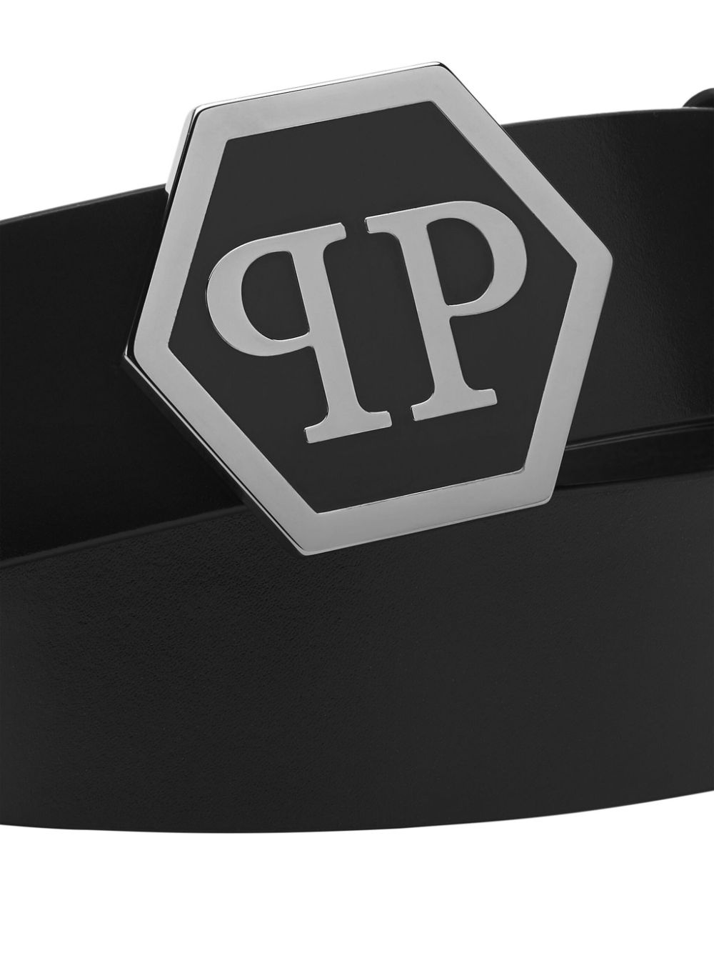 Hexagon-logo leather belt - 3