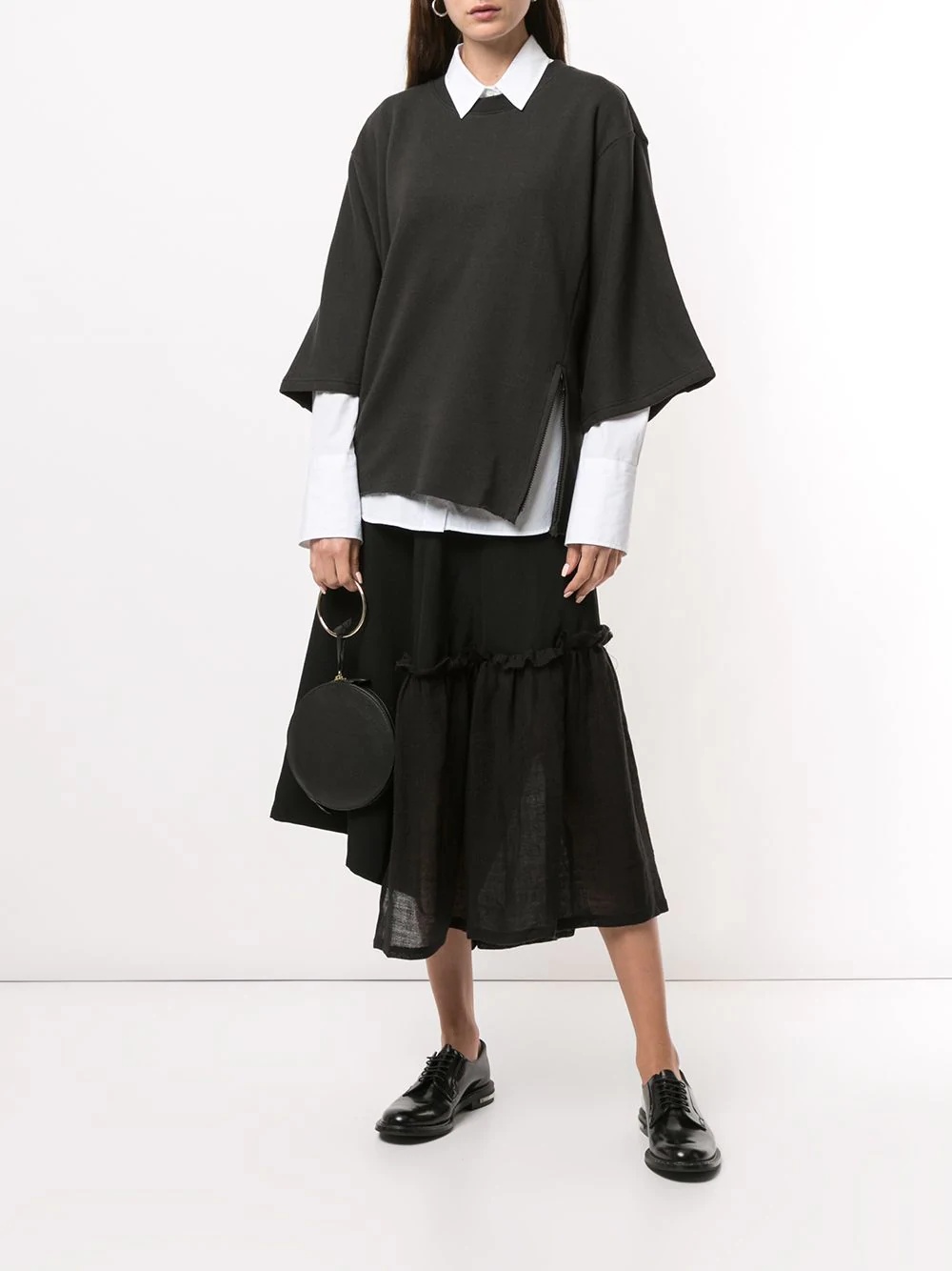 asymmetric ruched skirt - 2