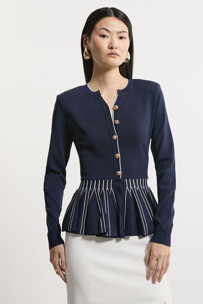 Viscose Blend Knit Peplum Jacket 1