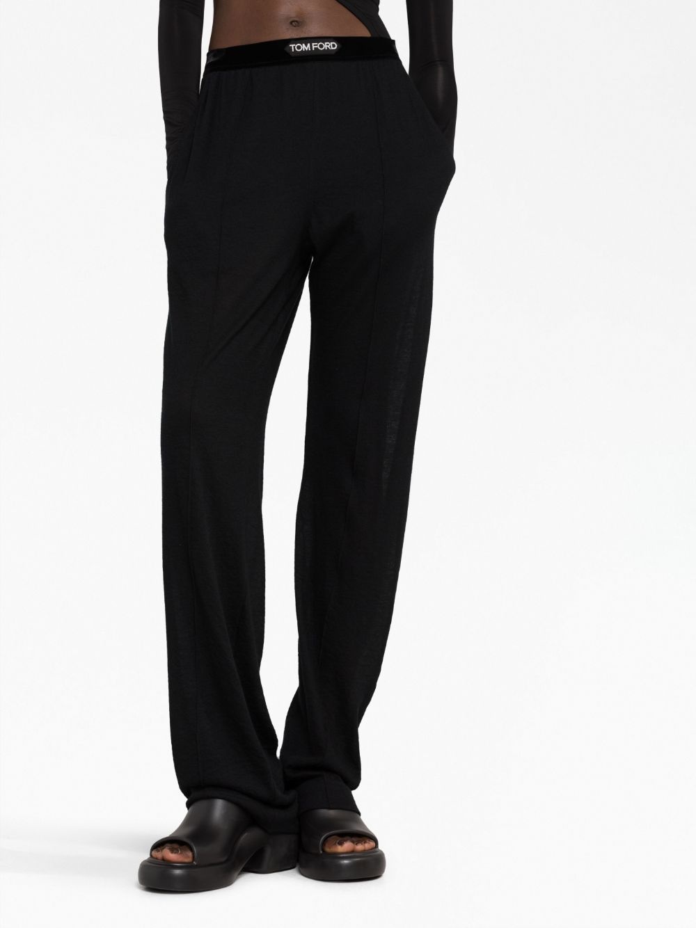 logo-waistband cashmere track pants - 5