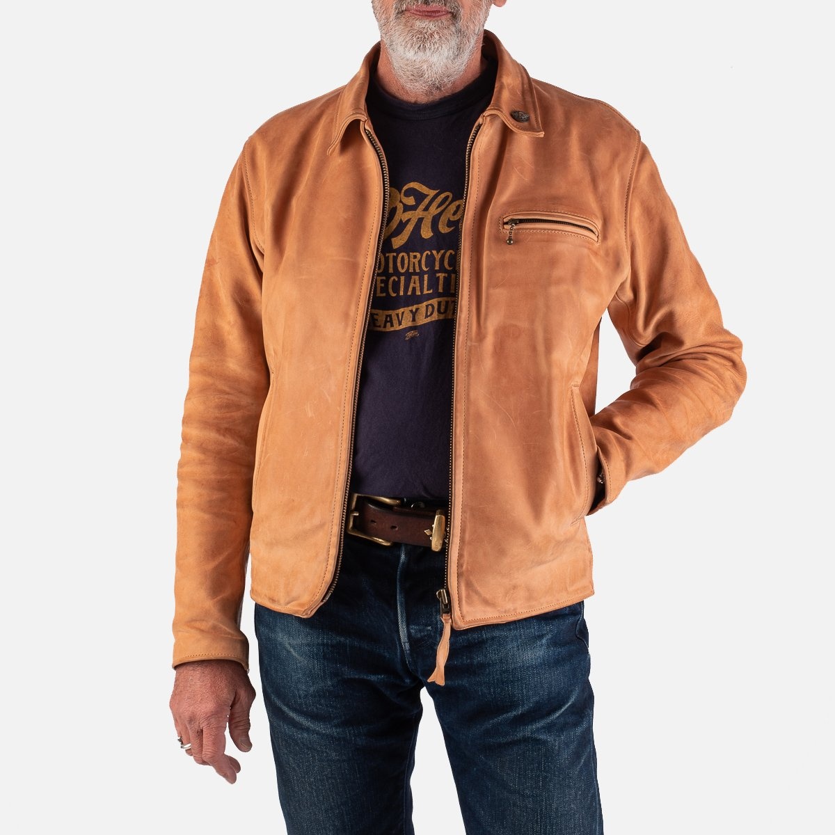 IHSB-BB-NAT Iron Heart x Simmons Bilt Natural Horsehide Jacket - The Bareback - 4